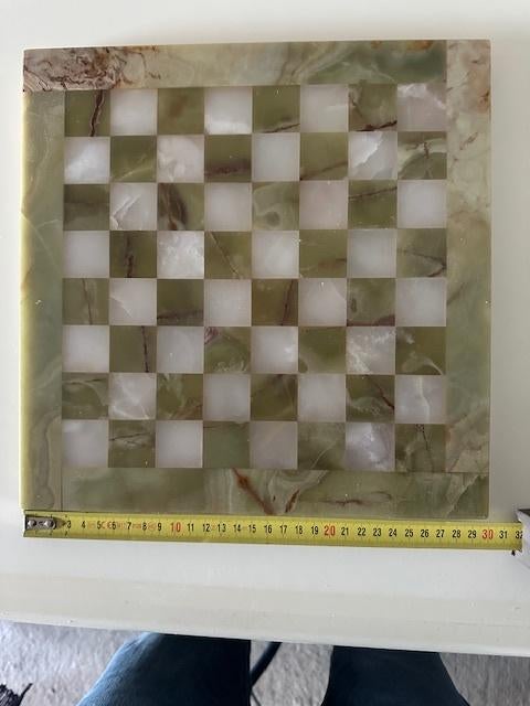 Onyx marmeren schaakbord, 30x30 cm, Ophalen of Verzenden, Zo goed als nieuw