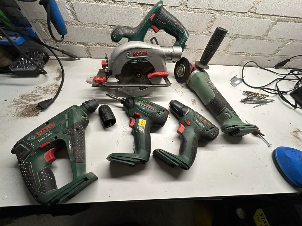Set elektrisch gereedschap bosch 18V, Ophalen, Gebruikt, 600 watt of meer, Boormachine