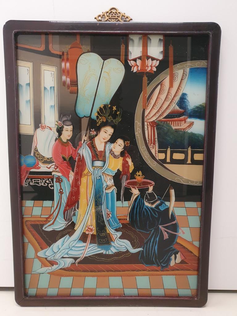 Set van 4 Chinese omgekeerde glasschilderijen, Ophalen of Verzenden