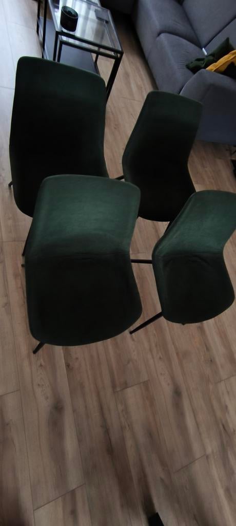 4 groene eetkamerstoelen, Huis en Inrichting, Stoelen, Gebruikt, Overige kleuren, Ophalen of Verzenden, Vier