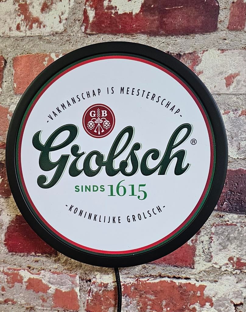 Grolsch reclamebord met ledverlichting, Ophalen of Verzenden, Reclamebord