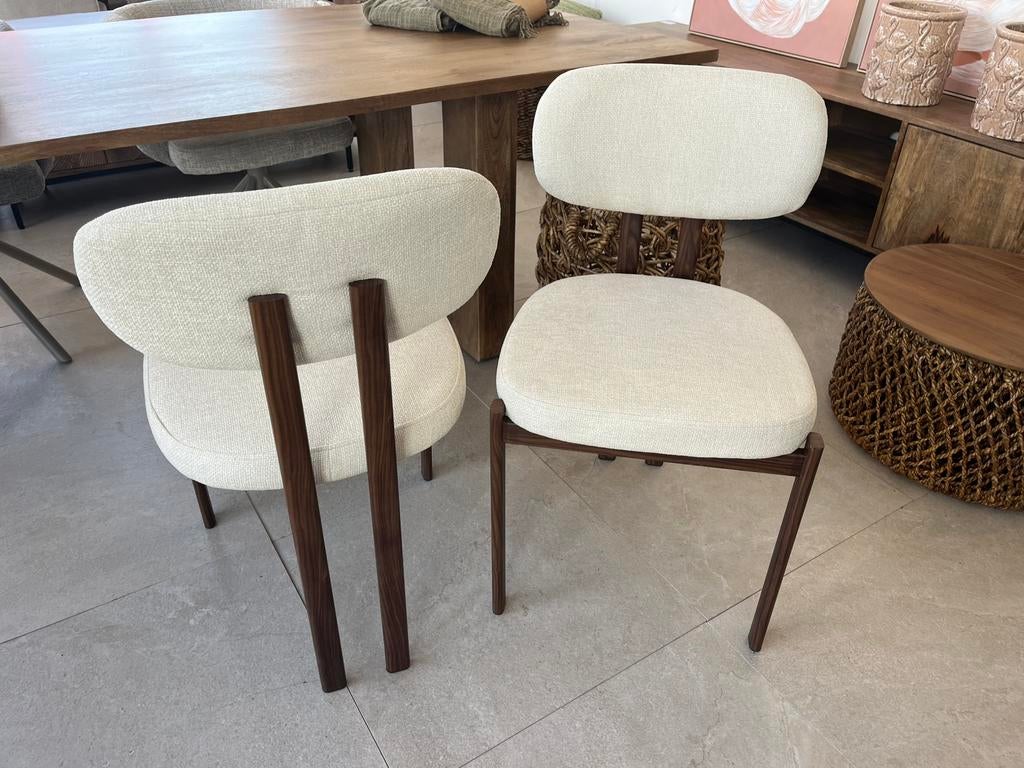 Magazijn leegverkoop eetstoelen Japandi Beige houtlook metal, Overige kleuren, Nieuw, Ophalen of Verzenden, Argonweg 20 Amersfoort