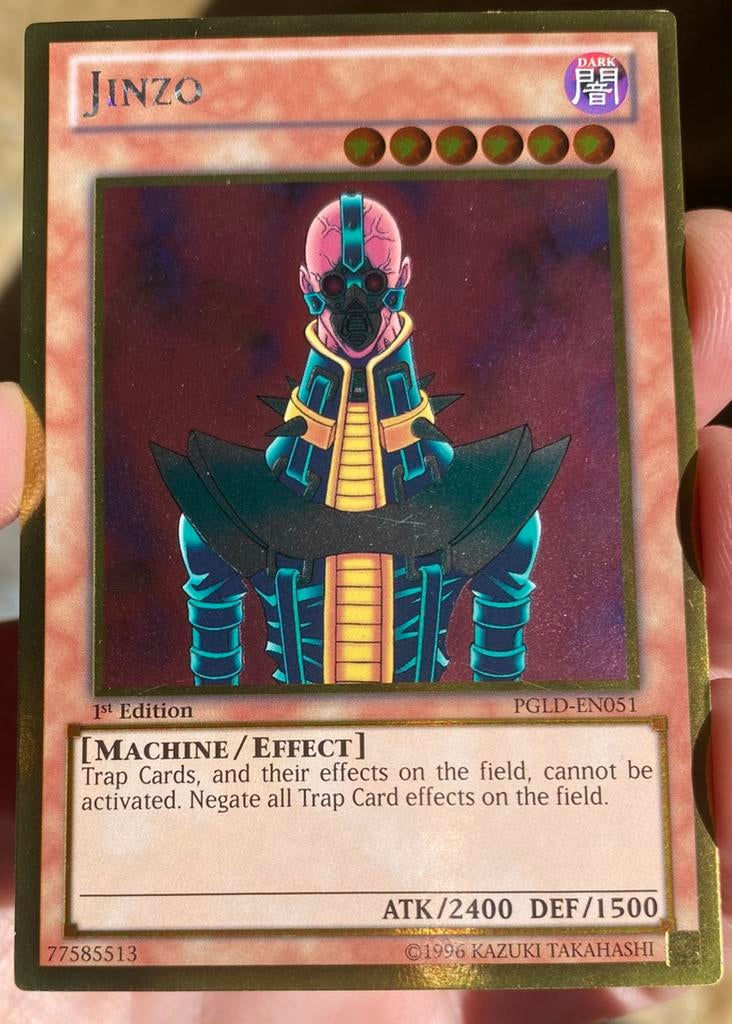 Yu-Gi-Oh! Jinzo PGLD 1st Edition !, Hobby en Vrije tijd, Verzamelkaartspellen | Yu-gi-Oh!, Ophalen of Verzenden, Gebruikt, Losse kaart