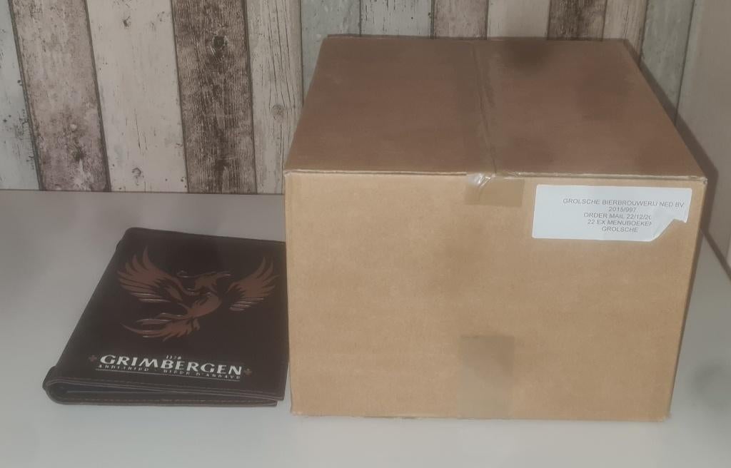 92 stuks menukaarten/mappen van Grimbergen A5 formaat, Ophalen, Nieuw, Overige typen, Overige merken