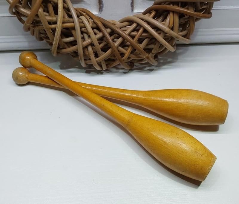 Ouderwetse houten gymnastiek knotsen, Ophalen of Verzenden