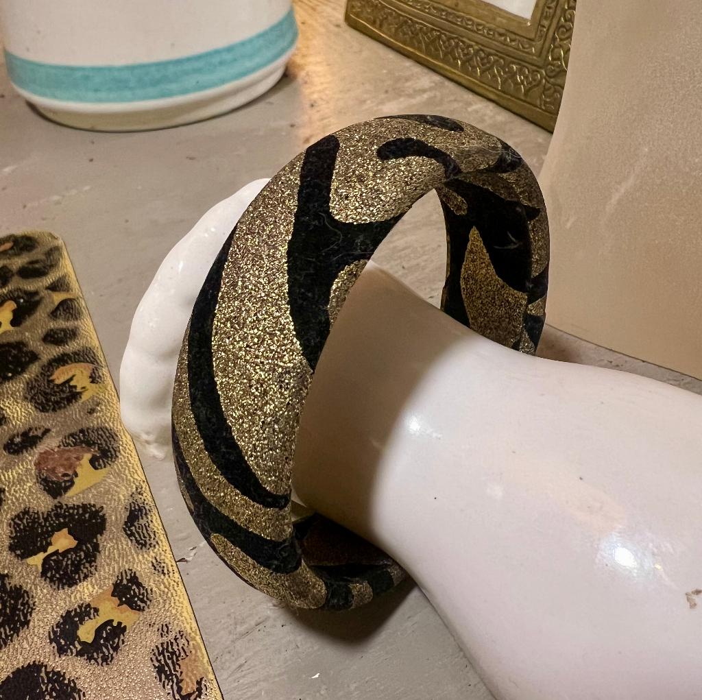 Vintage bangle armband slavenarmband goud zwart glitter boho, Sieraden, Tassen en Uiterlijk, Armbanden, Zo goed als nieuw, Overige materialen