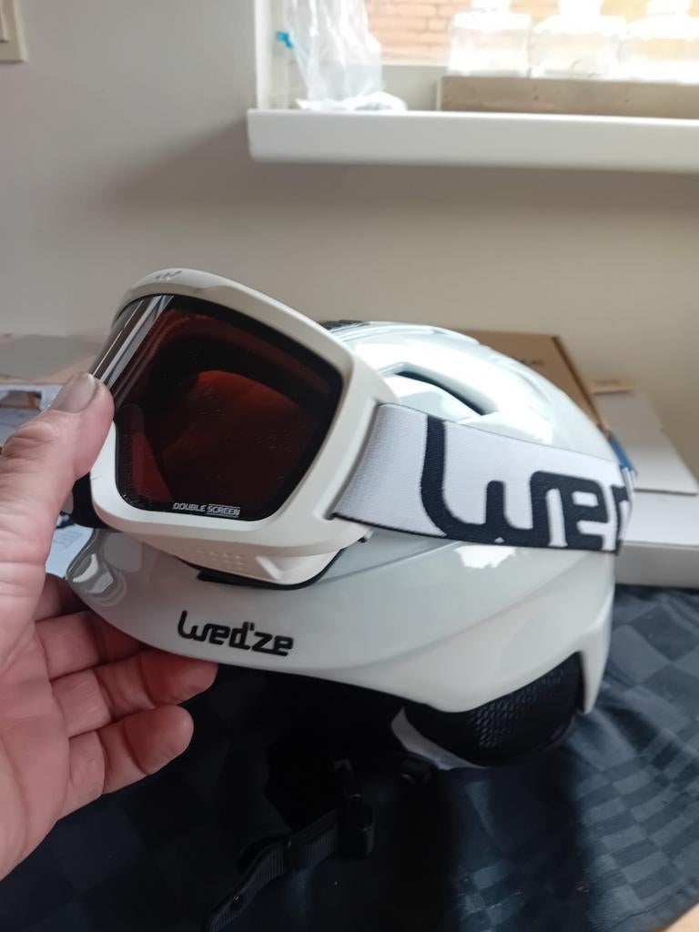Wed'ze H300 Skihelm wit met bijpassende bril (54-58cm), Ophalen of Verzenden