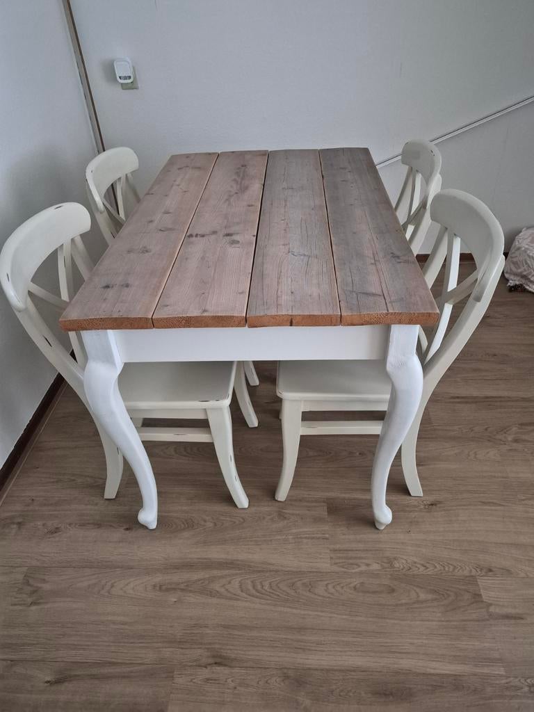 Eettafel met 4 stoelen, Huis en Inrichting, Tafels | Eettafels, Ophalen, Gebruikt, 100 tot 150 cm, 50 tot 100 cm