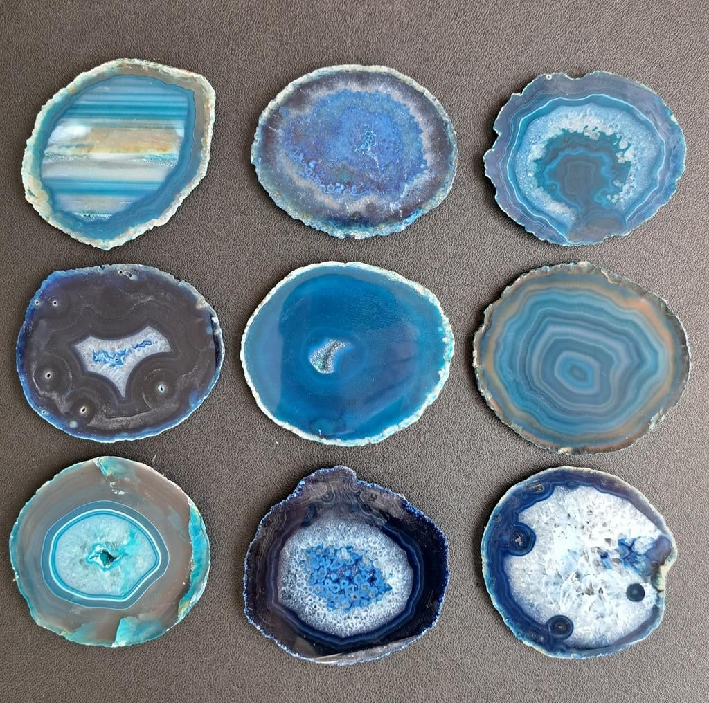 Blauwe Agaatschijven edelsteen agaatschijf agaat edelstenen, Ophalen of Verzenden