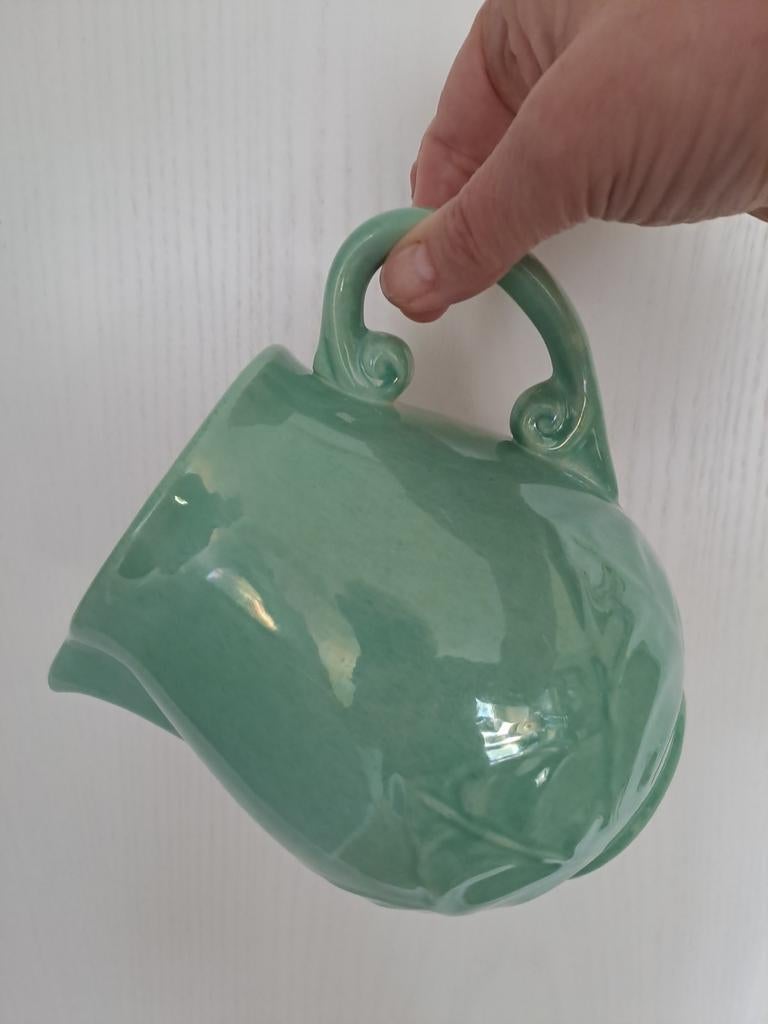 Mintgroene Art-deco melkkan of vaas, jaren 30, Plazuid, Antiek en Kunst, Antiek | Vazen, Ophalen of Verzenden