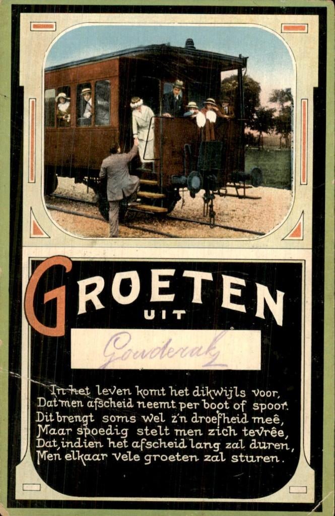 Gouderak - Treinwagon - Afscheid, Ophalen of Verzenden, Voor 1920, Gelopen, Zuid-Holland