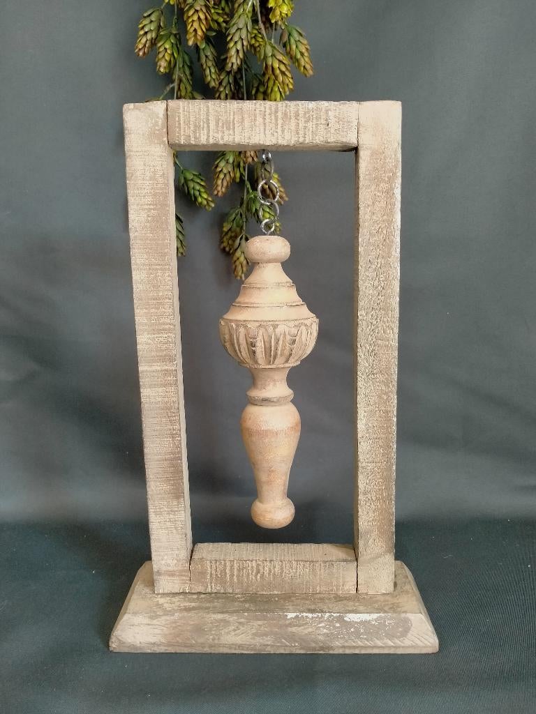 Houten ornament in raam, greywash, decoratie, Huis en Inrichting, Woonaccessoires | Overige, Nieuw, Ophalen of Verzenden