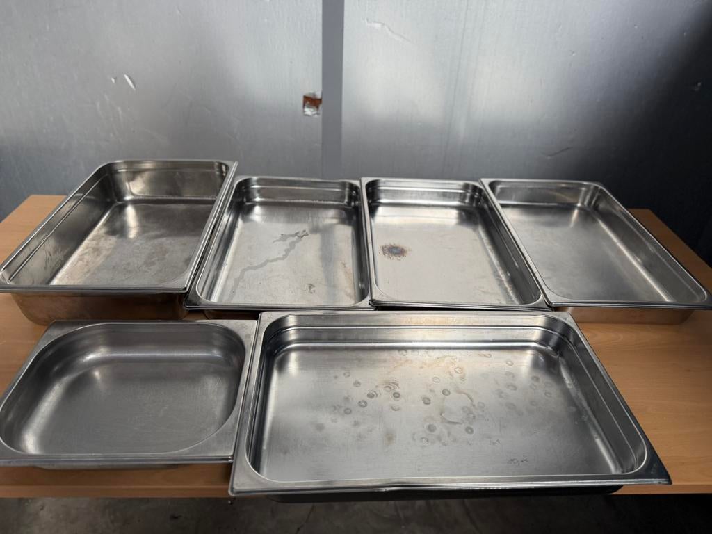set RVS Gastronorm bakken – GN 1/1 & GN 1/2 – Horeca, Ophalen, Zo goed als nieuw