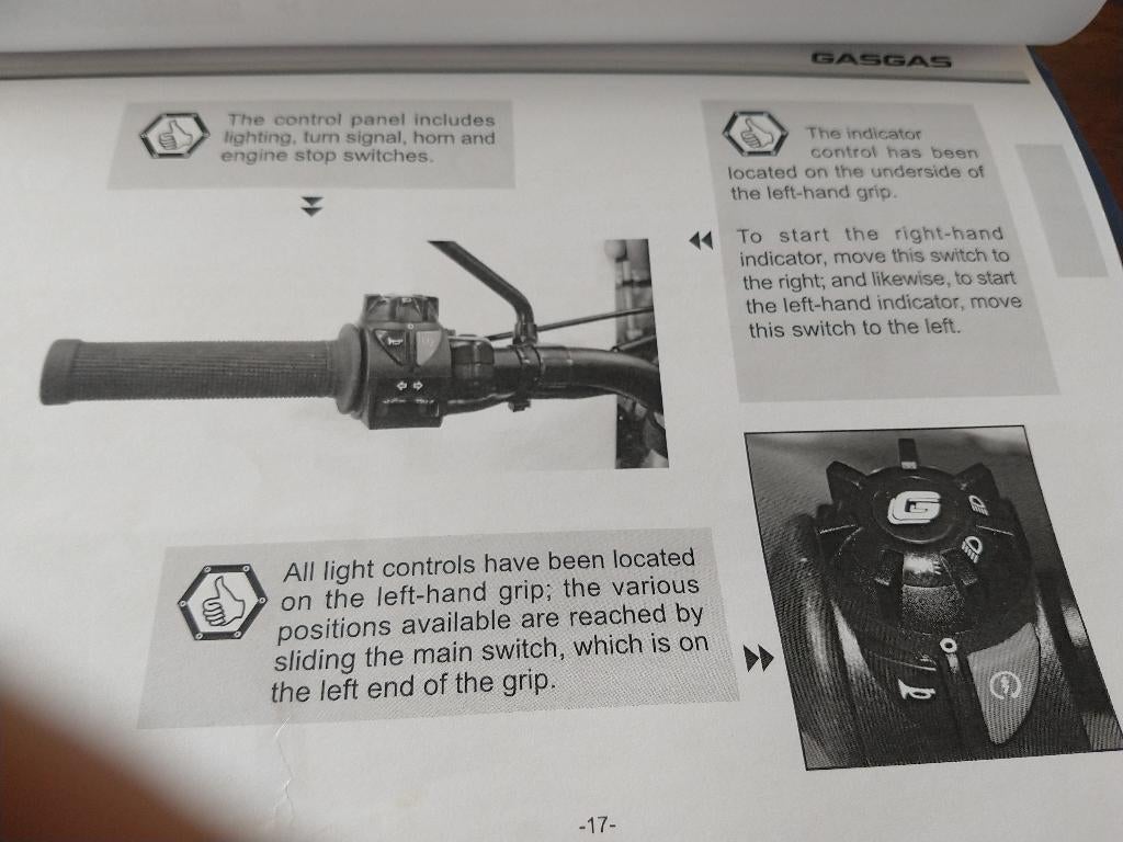 Gezocht Gas Gas  trial / enduro /offrood. licht schakelaar, Motoren, Ophalen of Verzenden, Gebruikt