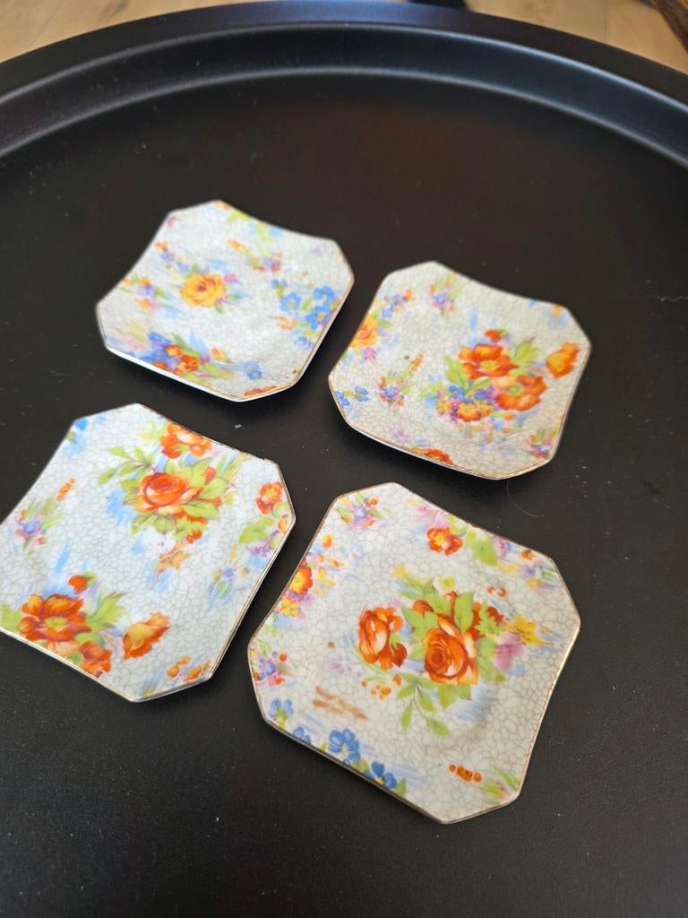 Vintage Royal Duchess Mille Fleurs Gebaksbordjes (4), Ophalen of Verzenden