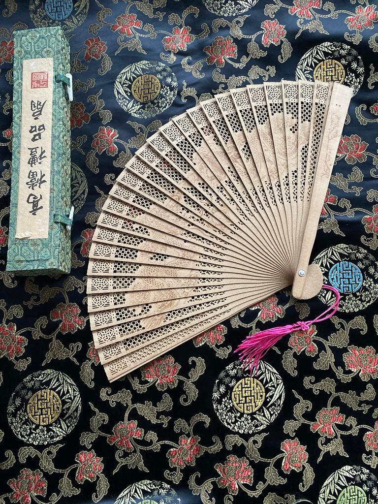 Vintage houten waaier, Ophalen of Verzenden