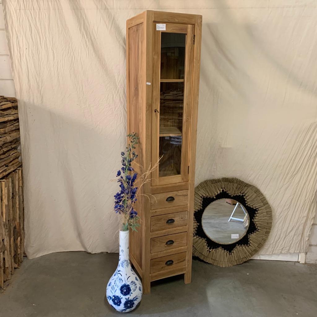 Vitrinekast -massief teak hout - vanaf € 299,- Bij TTM Wonen, Www.ttmwonen.nl, Glas, Www.ttmwonen.nl, Nieuw