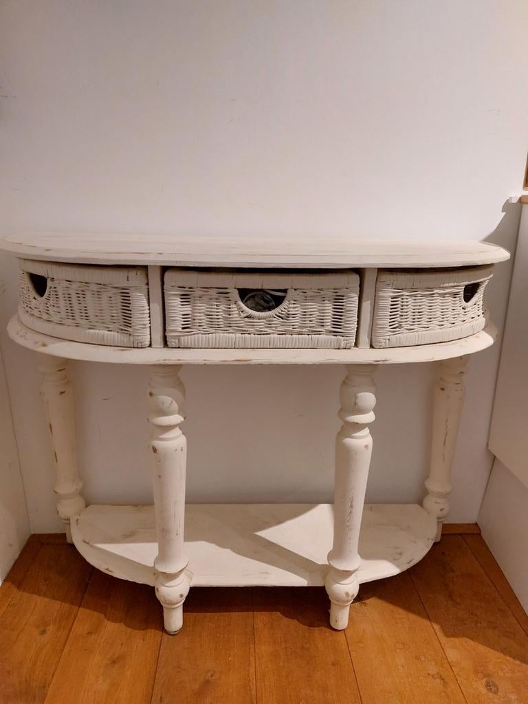 Brocante, landelijk haltafel sidetable, Huis en Inrichting, Tafels | Sidetables, Ophalen, 100 tot 150 cm, Zo goed als nieuw, 25 tot 50 cm