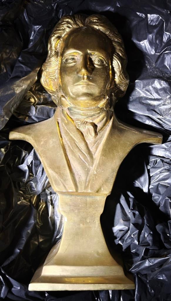 Brons bronzen buste Beethoven componist izgst
Hoogte 26, Ophalen of Verzenden
