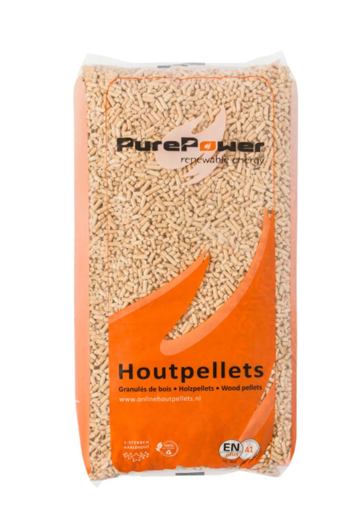 Purepower 5 Sterren 100% naaldhout 15kg Volle pallet 990kg, Minder dan 3 m³, Ophalen, Overige houtsoorten, Blokken