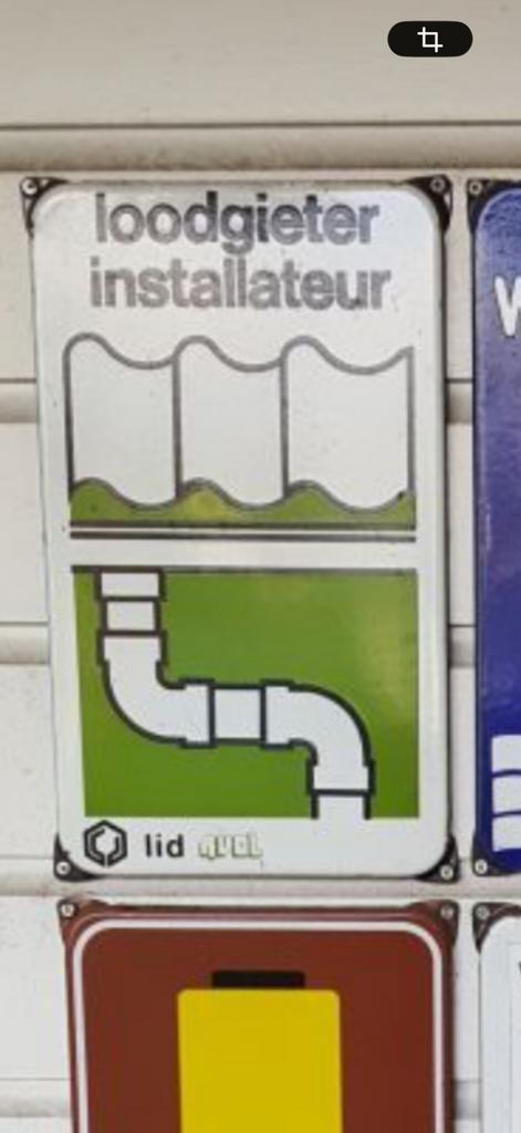Loodgieter installateur emaille bord gezocht, Ophalen, Zo goed als nieuw, Reclamebord