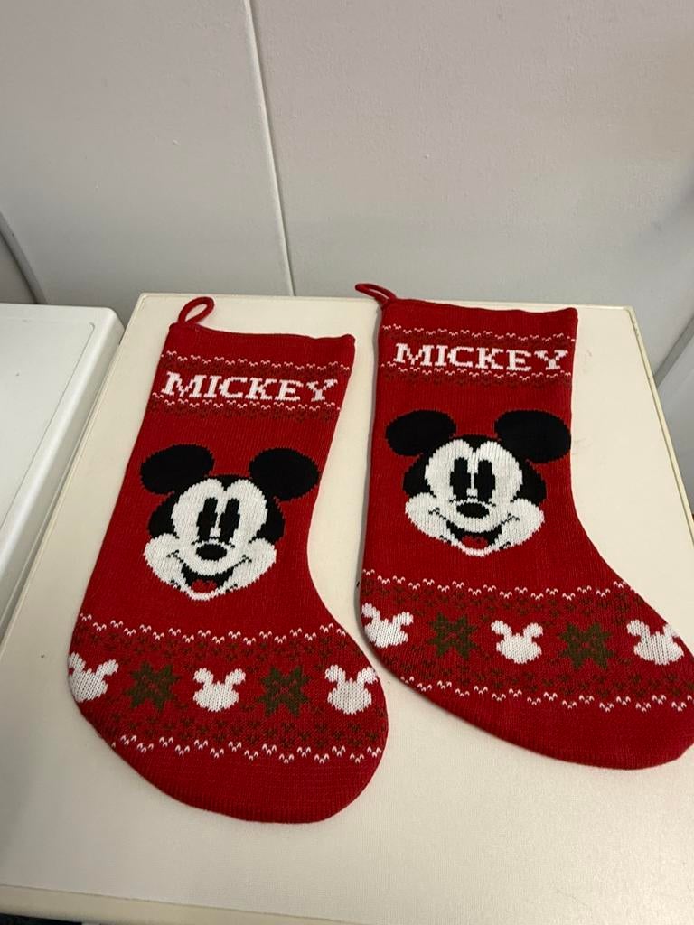 Kerstsokken of kousen Mickey Mouse rood 45cm, Diversen, Kerst, Zo goed als nieuw, Ophalen of Verzenden