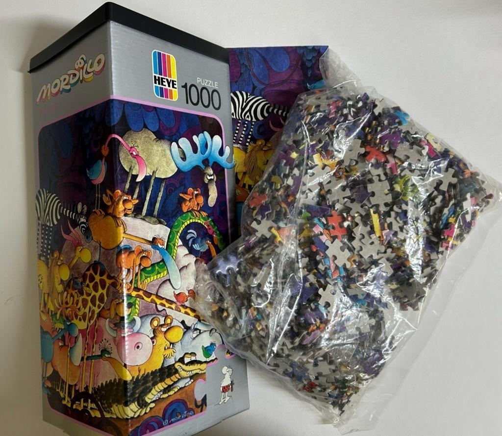 Heye Mordillo fun puzzel legpuzzel TARZAN compleet & poster, Ophalen of Verzenden, 500 t/m 1500 stukjes, Zo goed als nieuw, Legpuzzel