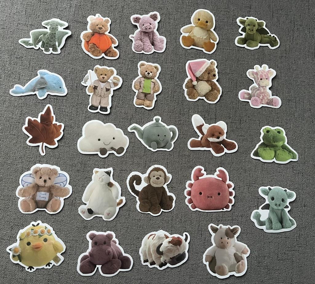 Jellycat knuffel stickers | aap beer kikker vos eend wolk, Ophalen of Verzenden, Zo goed als nieuw