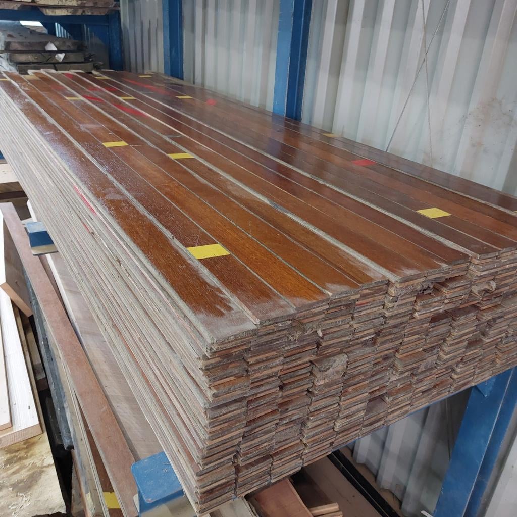 Vintage gymzaalvloer, Gebruikt, Vloerdelen of -planken, 10 m² of meer, Hout