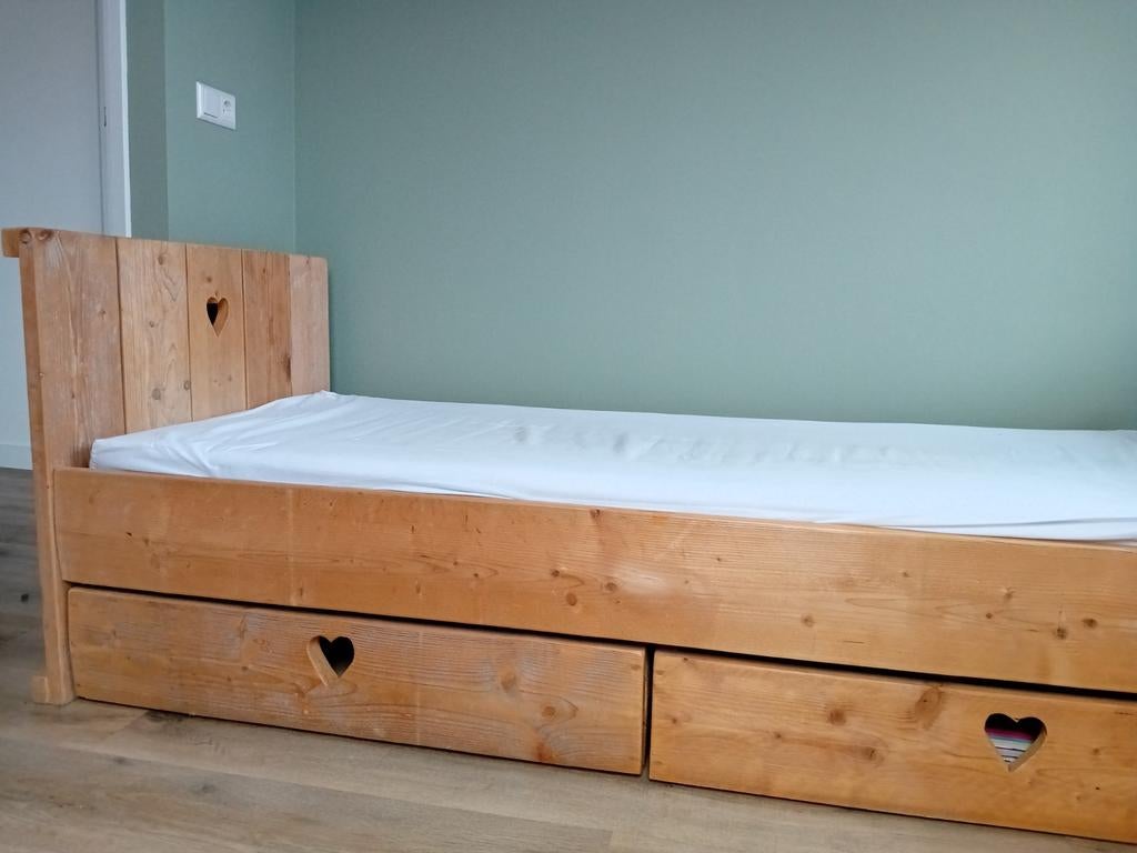 Kinderkamer onbehandeld steigerhout te koop teab!, Ophalen, 90 cm, Eenpersoons, Zo goed als nieuw