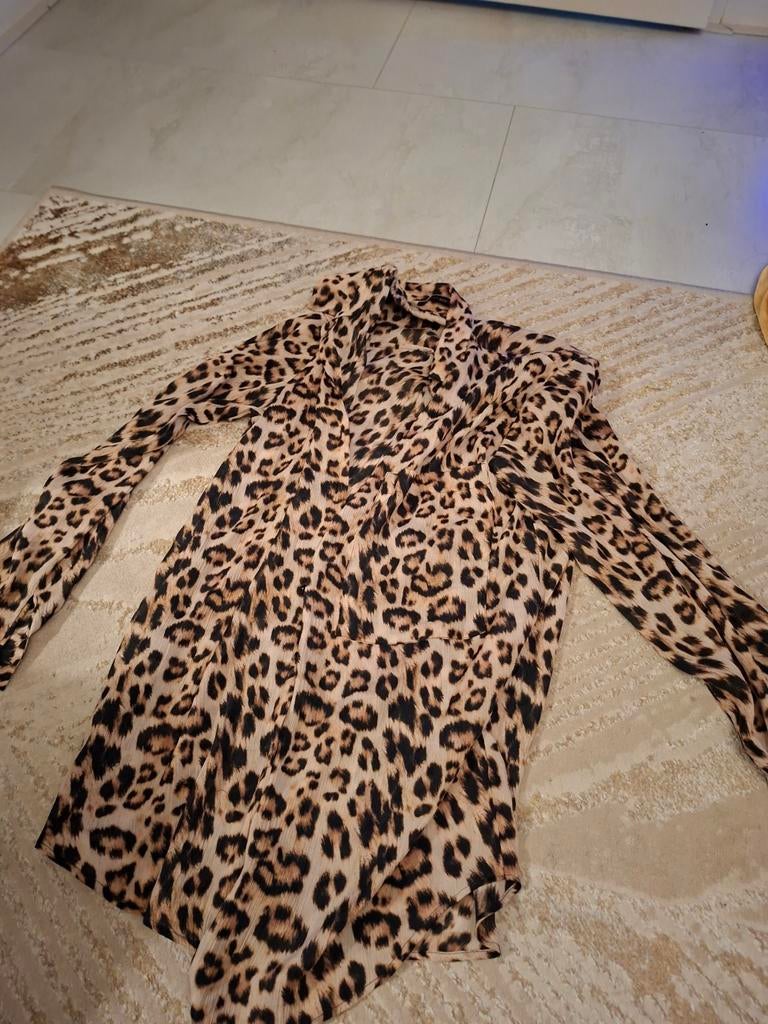 Tijgerprint blouse maat:S, Kleding | Dames, Blouses en Tunieken, Ophalen of Verzenden, Zo goed als nieuw, Maat 38/40 (M), Bruin