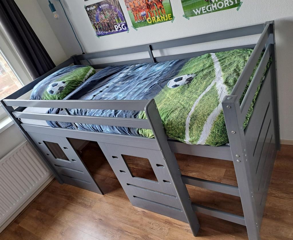 Half hoogslaper  Ties, Kinderen en Baby's, Kinderkamer | Stapelbedden en Hoogslapers, Ophalen, Zo goed als nieuw, Hoogslaper