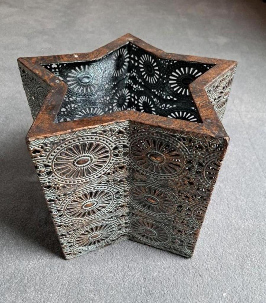 🕯KANDELAAR STERVORM KAARS KERSTSTER KAARSHOUDER THEELICHT, Ophalen of Verzenden, Metaal, Minder dan 25 cm