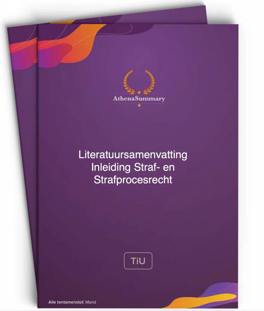 Athena Samenvatting Inleiding Straf- en Procesrecht - UvT, Ophalen of Verzenden, Gamma, Zo goed als nieuw, WO