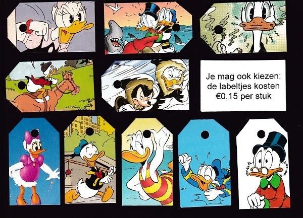 0058) donald duck labeltjes, Verzamelen, Disney, Zo goed als nieuw, Overige typen, Donald Duck, Ophalen of Verzenden