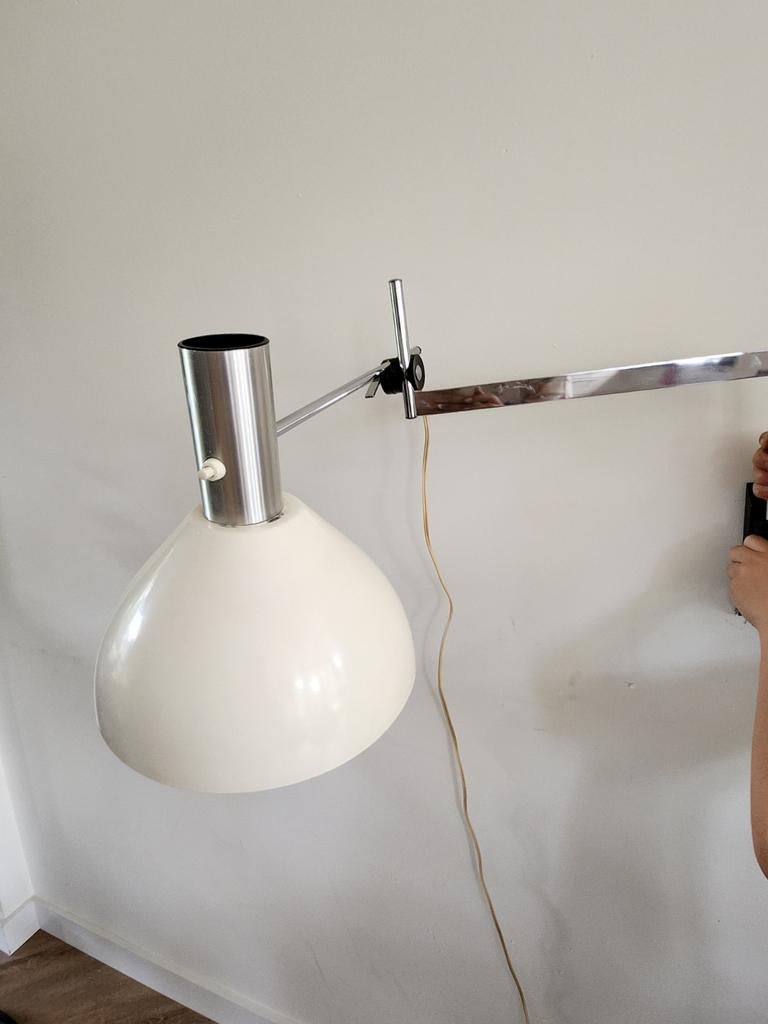 Vintage wandlamp dijkstra swingarm mid century dijkstra lamp, Ophalen of Verzenden, Gebruikt, Metaal, Vintage mid centruy