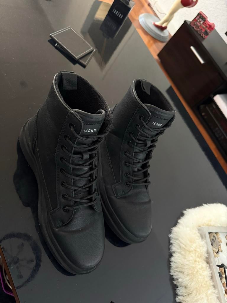 Icono zwarte heren boots - maat 43, Kleding | Heren, Zwart, Boots, Ophalen of Verzenden, Gedragen