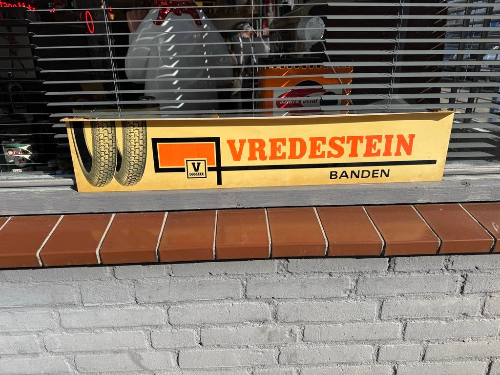 Vintage Vredestein Banden Reclamebord - Zeldzaam, Ophalen, Reclamebord, Gebruikt, .
