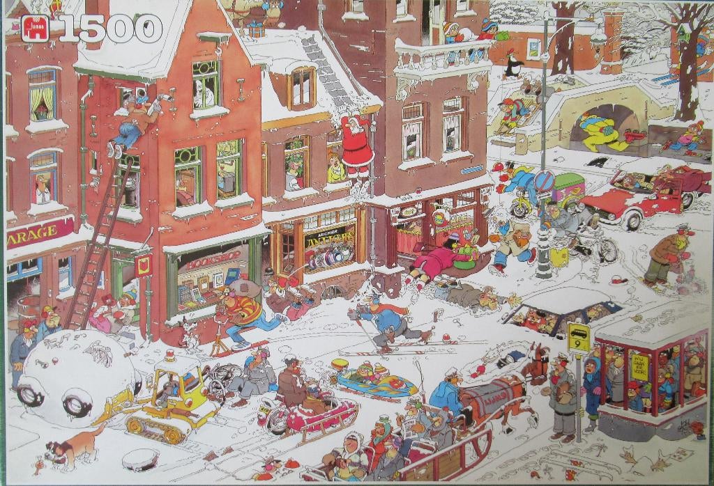 Jan van Haasteren - Sneeuwpret, Hobby en Vrije tijd, Denksport en Puzzels, Ophalen of Verzenden, 500 t/m 1500 stukjes, Gebruikt