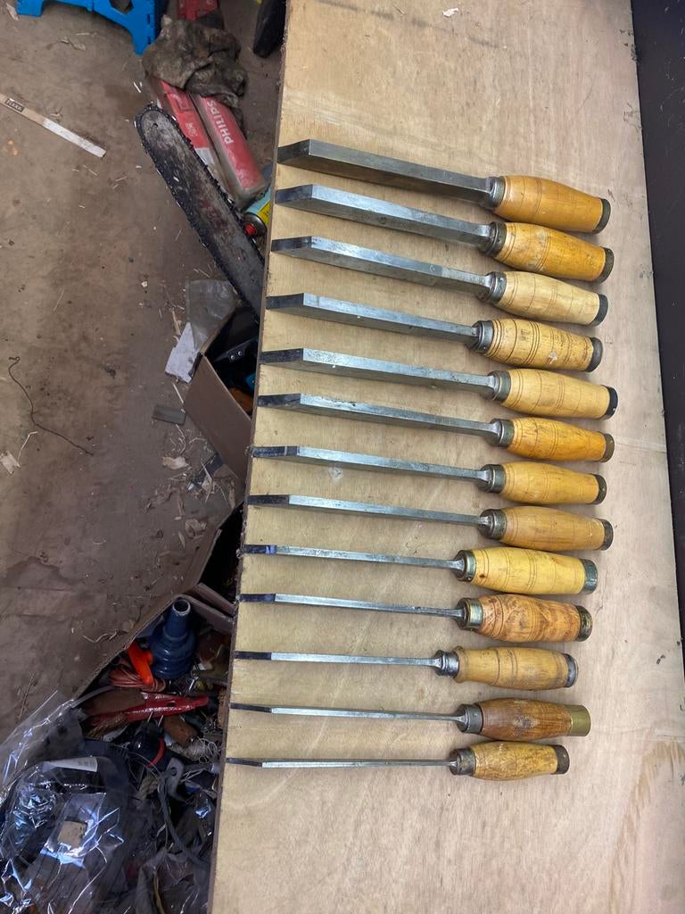 14 schietbeitels van J . Nooitgedagt van 3 tot 20 mm, Antiek en Kunst, Antiek | Gereedschap en Instrumenten, Ophalen of Verzenden