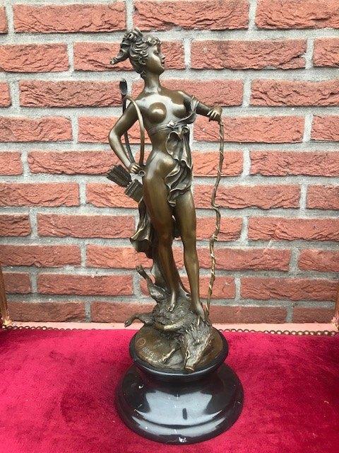 groot bronzen beeld, Diana, godin van de jacht, Ophalen of Verzenden, Brons