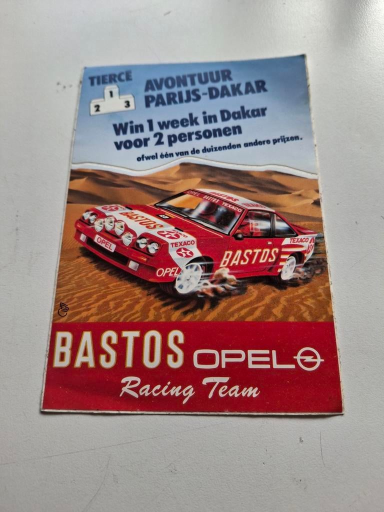 Bestelkaart/Reclamekaart Parijs-Dakar Bastos/Opel, Ophalen of Verzenden, Zo goed als nieuw, Overige typen