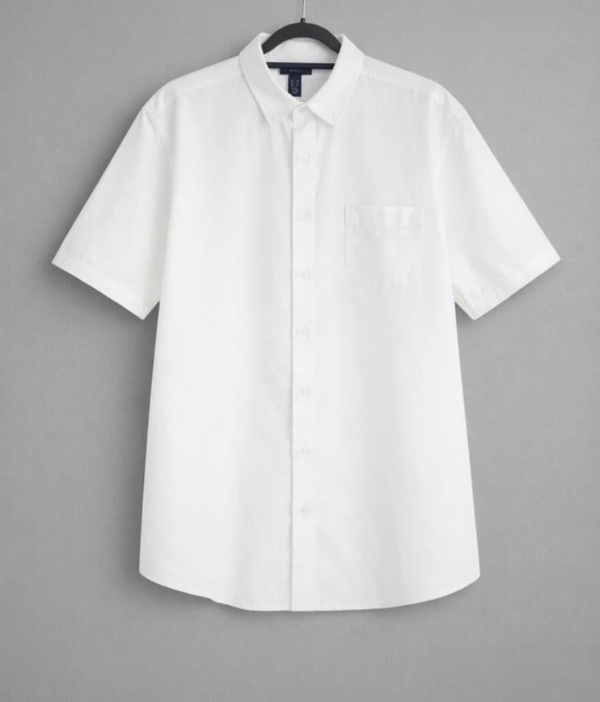 Lands' End heren blouse wit linnen, Ophalen of Verzenden, Zo goed als nieuw, Wit, Overige halswijdtes