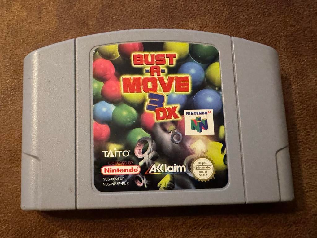 Bust-A-Move 3 DX - Nintendo 64 (N64) Game Cartridge, Puzzel en Educatief, Gebruikt, 2 spelers, Eén computer