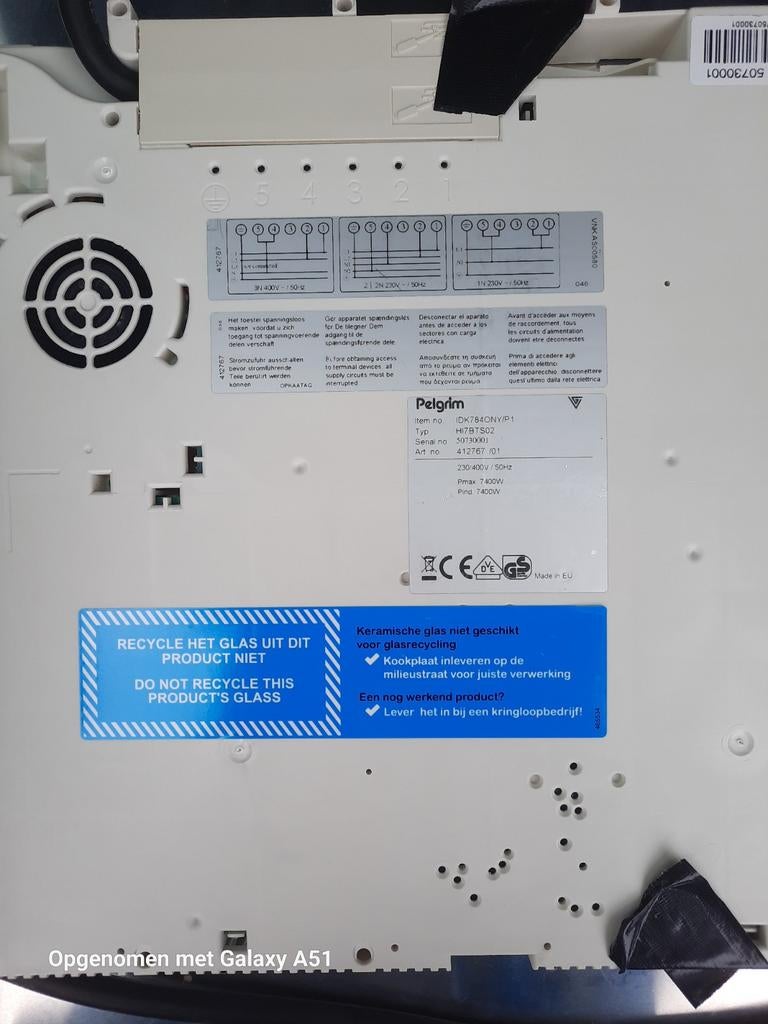 Pelgrim h17bts inductie kookplaat 78x49 7400 watt, Ophalen of Verzenden