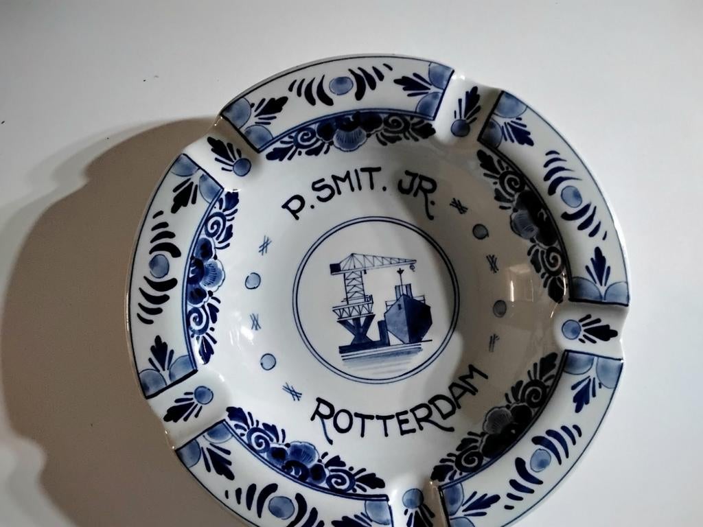 Delfts blauwe asbak P. Smit Jr. Rotterdam, Ophalen, Zo goed als nieuw