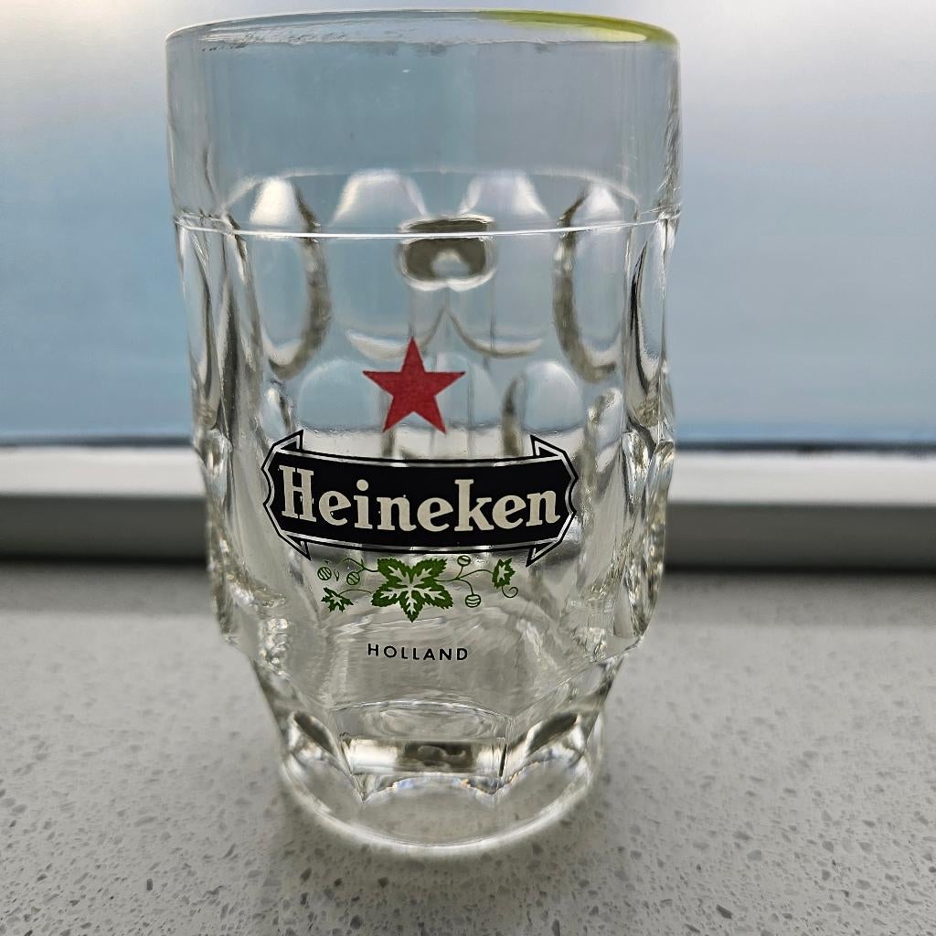 Heineken glazen bierpul met opdruk "Holland" in logo. 0.25L, Verzamelen, Ophalen of Verzenden, Nieuw, Glas of Glazen, Heineken