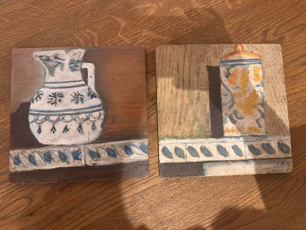 Schilderij op hout 2 stuks, Ophalen of Verzenden