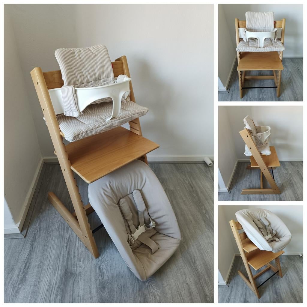 ZGAN! Stokke Tripp Trapp naturel+babyset,kussen,newbornset, Ophalen of Verzenden, Zo goed als nieuw, Stokke Tripp Trapp, Stoelverkleiner