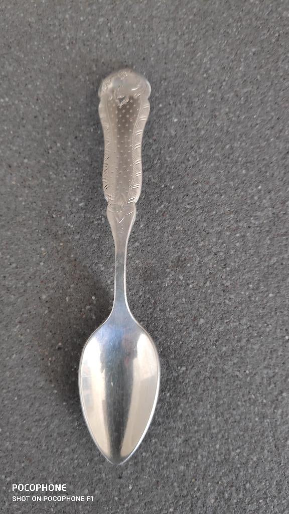 Biedermeier lepeltje "D.E", verzilverd Sola 100, Ophalen of Verzenden